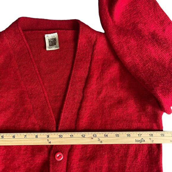 Red Women's Cardigan Sweater - Picture 3 of 6